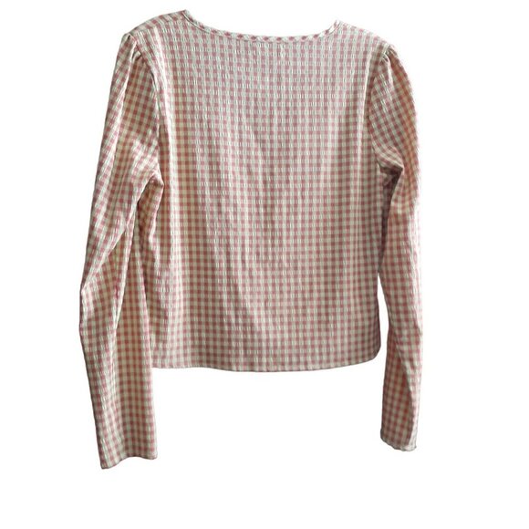 Nasty Gal Crop Top Orange & Chartreuse Seersucker Covered Button Detail 4 - Picture 2 of 7